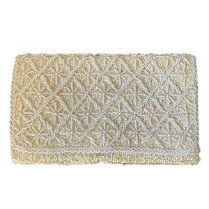 Vintage Beaded clutch by Du Barry 1960s midcentury ivory beads clutch purse Hand